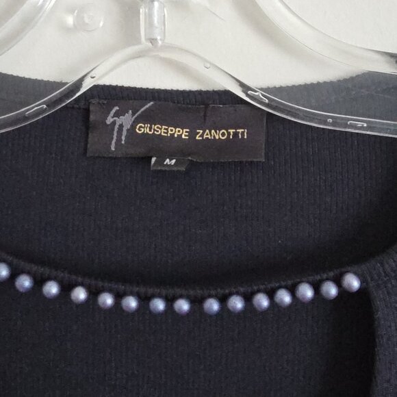 GIUSEPPE ZANOTTI | Embellished Sweater Beaded Navy Sz M - Picture 4 of 6